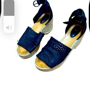 Indigo Black Espadrille Platform shoes